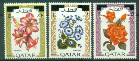 Qatar-1972-Flowers-Surcharged-MUH
