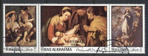 Ras-Al-Khaima-1970-Mi349-351-Xmas-Paintings-CTO