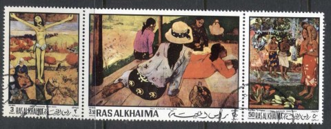 Ras-Al-Khaima-1970-Mi392-394-Paintings-by-Paul-Gaugin-CTO