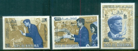 Ras-Al-Khaima-1966-Mi80-82-JFK-Kennedy-Opt-New-Currency-MLH