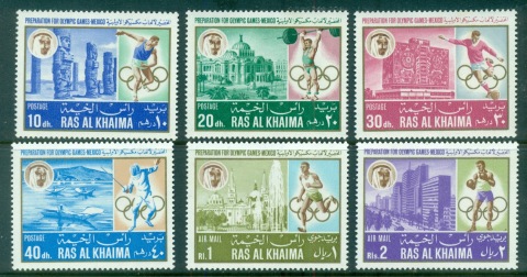 Ras-Al-Khaima-1967-Mi203-208-Summer-Olympics-Mexico-City-MLH