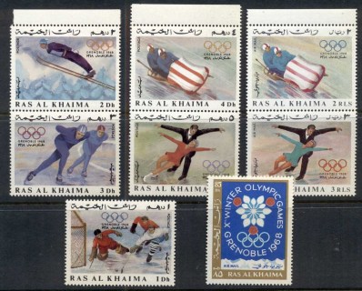 Ras-Al-Khaima-1967-Mi209-216-Winter-Olympics-Grenoble-Opt-MUH