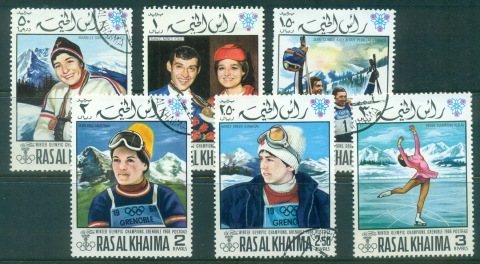 Ras-Al-Khaima-1968-Mi253-258-Winter-Olympics-Grenoble-CTO