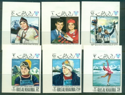 Ras-Al-Khaima-1968-Mi253-258B-Winter-Olympics-Grenoble-IMPERF-MLH