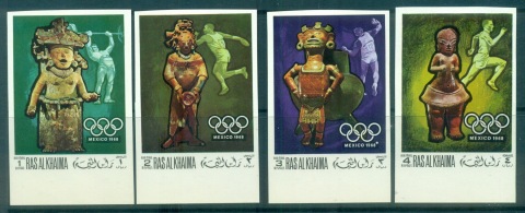 Ras-Al-Khaima-1968-Mi259-262B-Summer-Olympics-Mexico-City-IMPERF-MLH