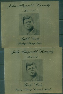 Ras-Al-Khaima-1968-Mi263-5-JFK-Kennedy-5th-Death-Anniv-gold-foil-embossed-MS-presentation-pa-2x-hinged-on-pack-MLH