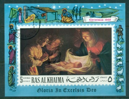 Ras-Al-Khaima-1968-Xmas-Nativity-IMPERF-MS-CTO