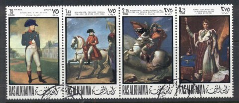 Ras-Al-Khaima-1969-Mi322-325-Napoleon-Bonaparte-200th-Birthday-str4-CTO