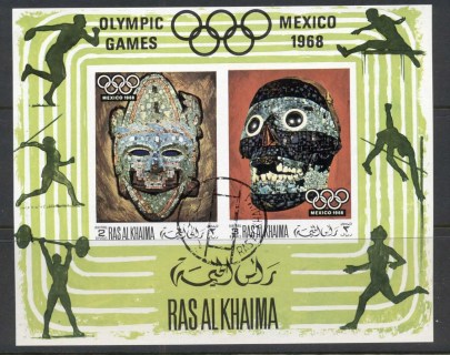 Ras-Al-Khaima-1969-MiMS76B-Summer-Olympics-Mexico-IMPERF-MS-CTO