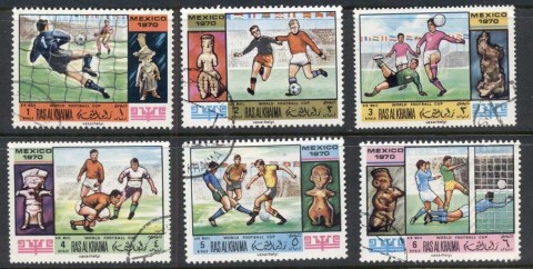 Ras-Al-Khaima-1970-Mi354-359-Football-World-Championship-Mexico-CTO