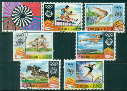 Ras-Al-Khaima-1970-Mi384-389-Summer-Olympics-Munich-CTO