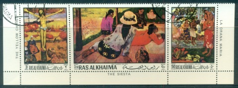 Ras-Al-Khaima-1970-Mi392-394-Paintings-by-Paul-Gaugin-CTO