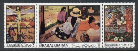 Ras-Al-Khaima-1970-Mi392-394-Paintings-by-Paul-Gaugin-MUH