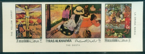 Ras-Al-Khaima-1970-Mi392-394B-Paintings-by-Paul-Gaugin-IMPERF-MLH