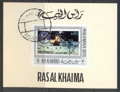 Ras-Al-Khaima-1970-Mi483-Philympia-Stamp-Ex-deluxe-IMPERF-MS-CTO