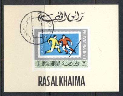 Ras-Al-Khaima-1970-Mi484-Philympia-Stamp-Ex-deluxe-IMPERF-MS-CTO