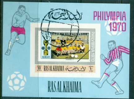 Ras-Al-Khaima-1970-MiMSV95B-Philympia-Stamp-Ex-MS-IMPERF-CTO