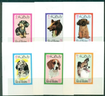 Ras-Al-Khaima-1971-Mi567-572-Dogs-6x-DLMS-MLH