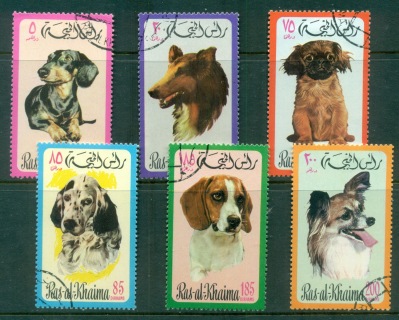 Ras-Al-Khaima-1971-Mi567-572-Dogs-CTO