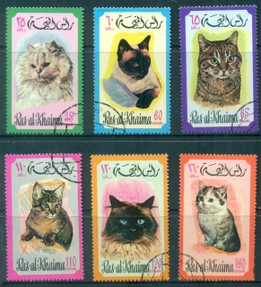 Ras-Al-Khaima-1971-Mi574-B578-Cats-CTO