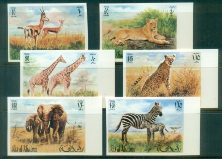 Ras-Al-Khaima-1972-Mi621-626B-African-Fauna-IMPERF-MLH