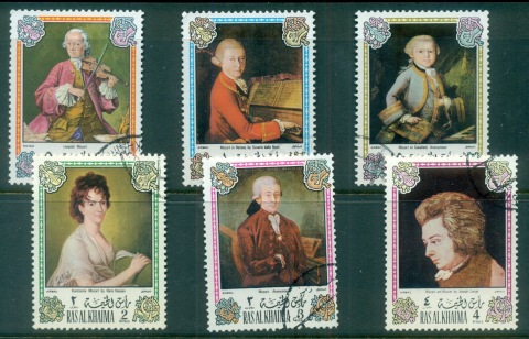 Ras-Al-Khaima-1972-Mi642-647-Wolfgang-Amadeus-Mozart-CTO