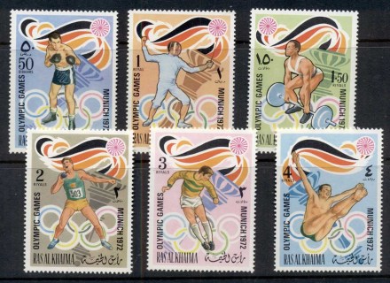 Ras-Al-Khaima-1972-Mi649-654-Summer-Olympics-Munich-III-MUH