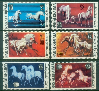 Ras-Al-Khaima-1972-Mi656-661-Horses-CTO