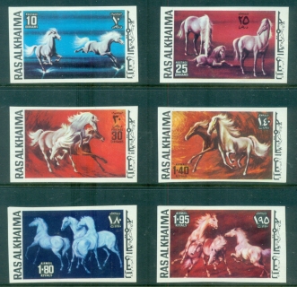 Ras-Al-Khaima-1972-Mi656-661B-Horses-IMPERF-MLH