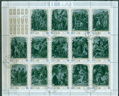 Ras-Al-Khaima-1972-Mi687-700-Passion-of-Jesus-Christ-sheet-foldedCTO