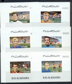 Ras-Al-Khaima-1972-Mi745-750-European-Football-Players-6x-Deluxe-MS-green-border-MUH