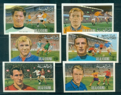 Ras-Al-Khaima-1972-Mi745-750B-European-Football-Players-IMPERF-MLH