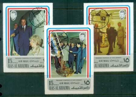 Ras-Al-Khaima-1972-Mi766-768-Visit-of-President-Pompidou-to-USA-CTO