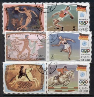 Ras-Al-Khaima-1972-Mi800-805-Summer-Olympics-Munich-CTO-2