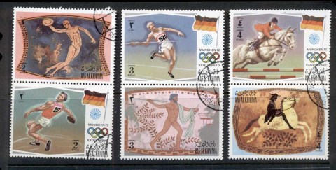 Ras-Al-Khaima-1972-Mi800-805-Summer-Olympics-Munich-CTO