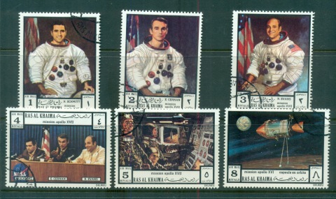 Ras-Al-Khaima-1972-Mi840-845-Apollo-17-Space-Mission-CTO