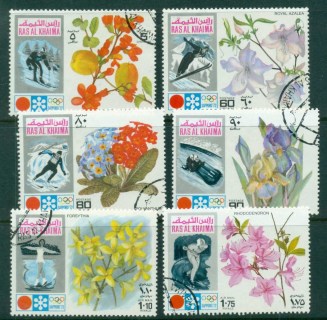 Ras-Al-Khaima-1972-Sapporo-Winter-Olympics-Flowers-CTO