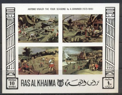 Ras-al-Khaima-1969-MiMS70B-Paintings-of-the-Four-Seasons-by-Grimmer-IMPERF-MS-MUH