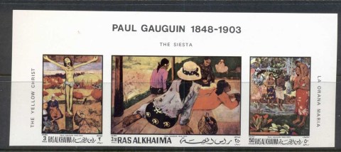 Ras-al-Khaima-1970-Mi392-394B-Paintings-by-Paul-Gaugin-IMPERF-str3-MUH