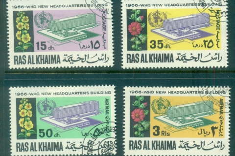 Ras-Al-Khaima-1966-Mi148-151-1966-WHO-World-Health-Organisation-Headquarters-CTO