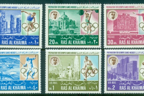 Ras-Al-Khaima-1967-Mi203-208-Summer-Olympics-Mexico-City-MLH