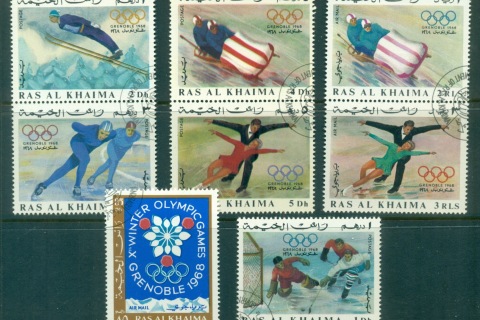 Ras-Al-Khaima-1967-Mi209-216-Winter-Olympics-Grenoble-CTO