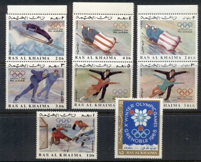 Ras-Al-Khaima-1967-Mi209-216-Winter-Olympics-Grenoble-Opt-MUH
