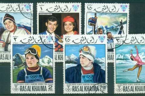 Ras-Al-Khaima-1968-Mi253-258-Winter-Olympics-Grenoble-CTO