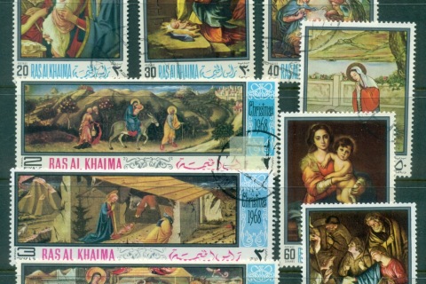 Ras-Al-Khaima-1968-Mi267-275-Xmas-Paintings-CTO