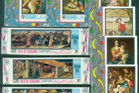 Ras-Al-Khaima-1968-Mi267-275B-Xmas-Paintings-IMPERF-MLH
