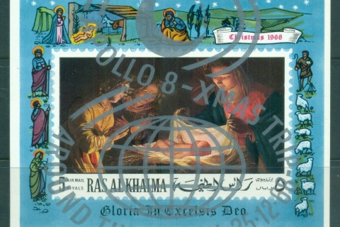 Ras-Al-Khaima-1968-Xmas-Nativity-Opt-Apollo-8-Space-IMPERF-MS-MUH-lot84561