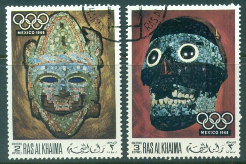 Ras-Al-Khaima-1969-Mi347-348-Summer-Olympics-Mexico-CTO