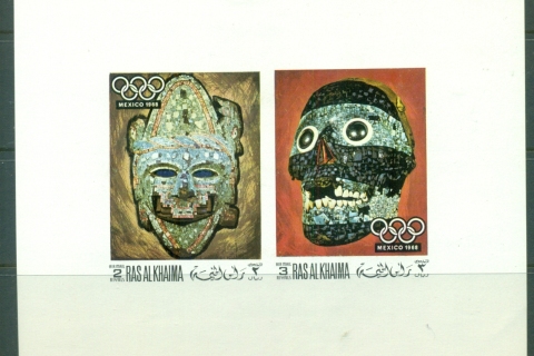 Ras-Al-Khaima-1969-Mi347-348-Summer-Olympics-Mexico-MS-White-Borded-MLH