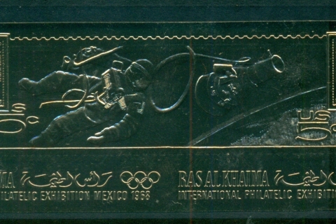 Ras-Al-Khaima-1969-MiA311B-EFIMEX-Gold-Foil-Embossed-IMPERF-MLH